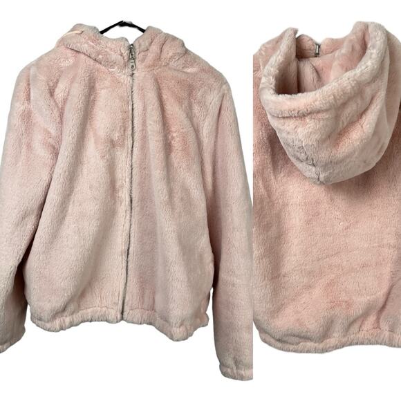 Maralyn & Me Pink Teddy Bear plush coat Jacket hooded Reversible M Medium - Picture 7 of 9
